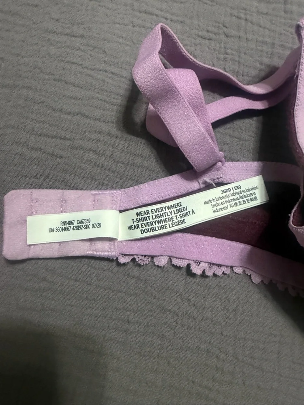 PINK Victoria's Secret Plum Bra with Light Pink Lace Trim - Picture 2 of 4